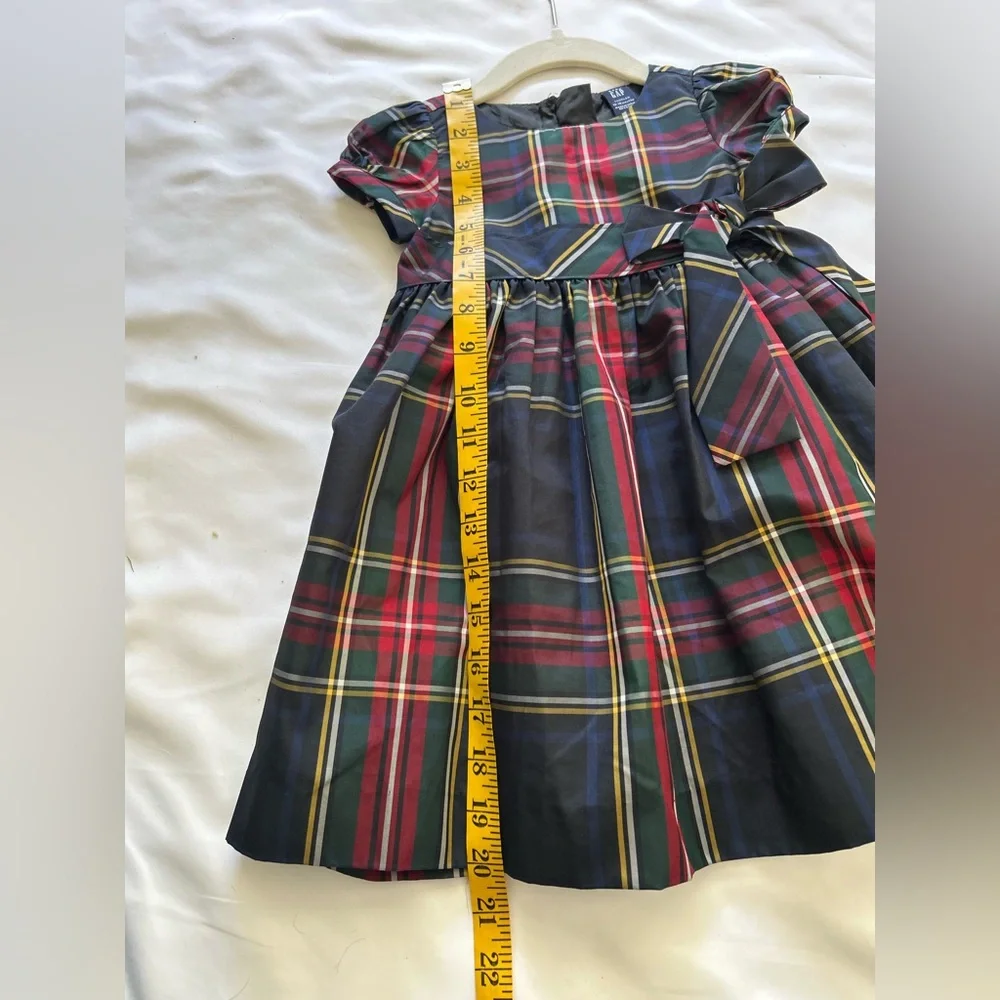 Gap Tartan Plaid Holiday Dress 12-18 mos. Short puff sleeve, bow waistband. Nice